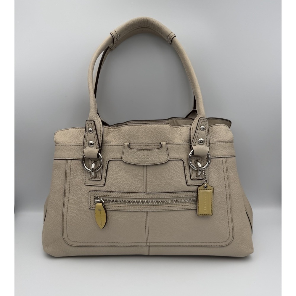 Coach Penelope Cream‎ Pebbled Leather Shoulder Hand Bag Pink Lining F14686